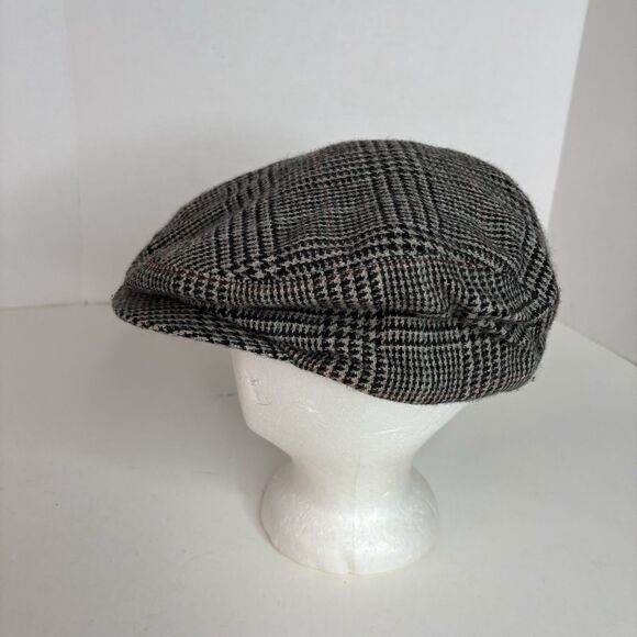 Lake Of The Isles Other - Vintage Newsboy Style Hat, Wool Blend, Black And Grey, Lake Of The Isle